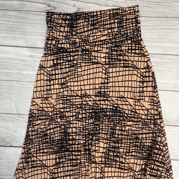 Pinkblush Lightweight Coral Pink with Black Abstract Geometric Lines Maxi Skirt - Picture 10 of 16